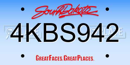 4KBS942 South Dakota License Plate