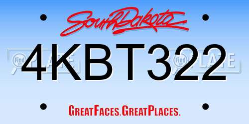4KBT322 South Dakota License Plate