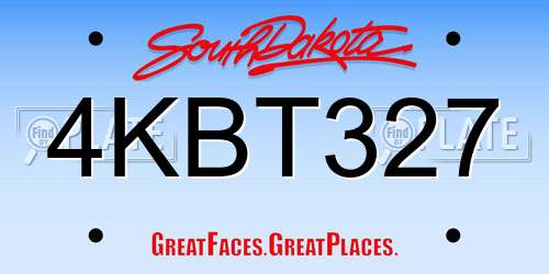 4KBT327 South Dakota License Plate