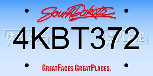 4KBT372 South Dakota License Plate