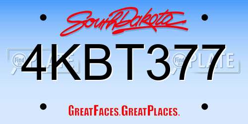 4KBT377 South Dakota License Plate