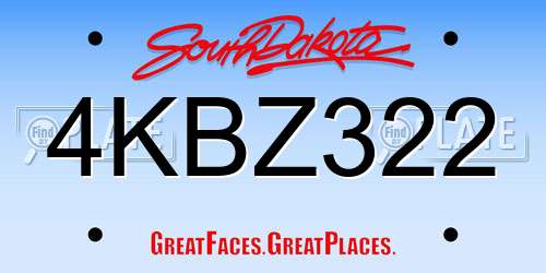 4KBZ322 South Dakota License Plate