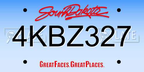 4KBZ327 South Dakota License Plate
