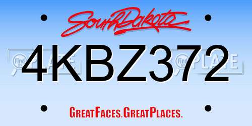 4KBZ372 South Dakota License Plate