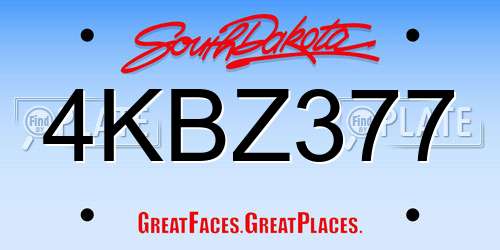 4KBZ377 South Dakota License Plate