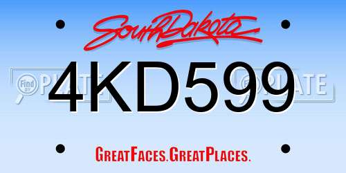 4KD599 South Dakota License Plate