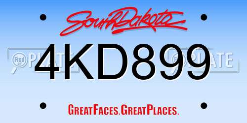 4KD899 South Dakota License Plate