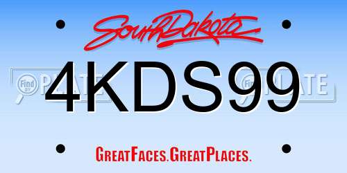 4KDS99 South Dakota License Plate