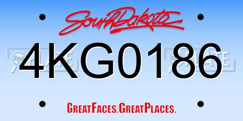 4KG0186 South Dakota License Plate