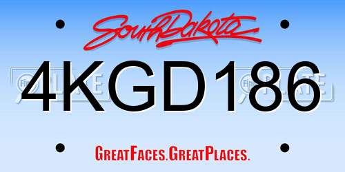 4KGD186 South Dakota License Plate