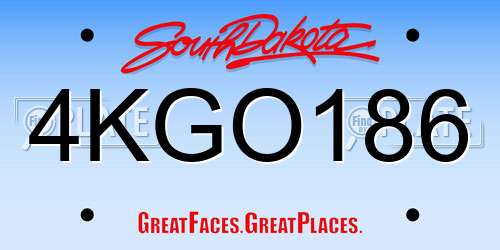 4KGO186 South Dakota License Plate