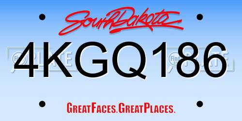 4KGQ186 South Dakota License Plate