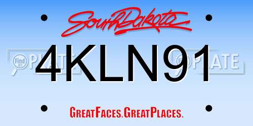 4KLN91 South Dakota License Plate