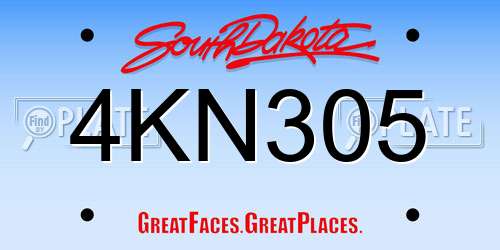 4KN305 South Dakota License Plate
