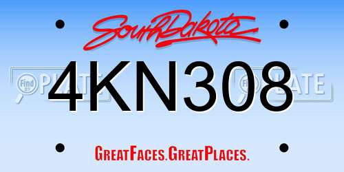 4KN308 South Dakota License Plate