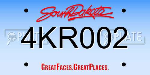 4KR002 South Dakota License Plate