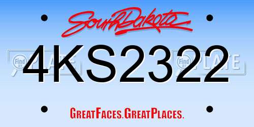 4KS2322 South Dakota License Plate