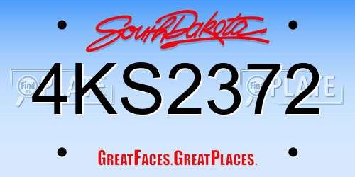 4KS2372 South Dakota License Plate