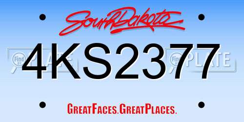 4KS2377 South Dakota License Plate