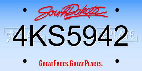 4KS5942 South Dakota License Plate