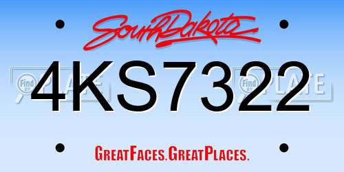 4KS7322 South Dakota License Plate