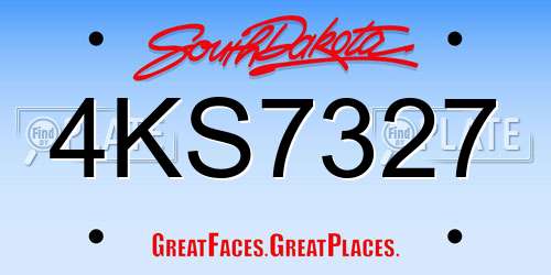 4KS7327 South Dakota License Plate