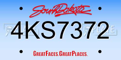 4KS7372 South Dakota License Plate