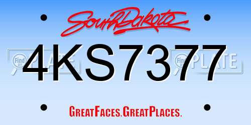 4KS7377 South Dakota License Plate