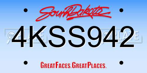 4KSS942 South Dakota License Plate