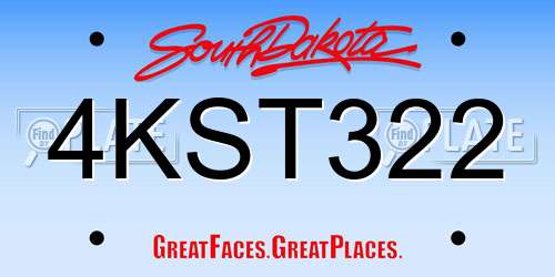 4KST322 South Dakota License Plate