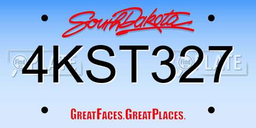 4KST327 South Dakota License Plate