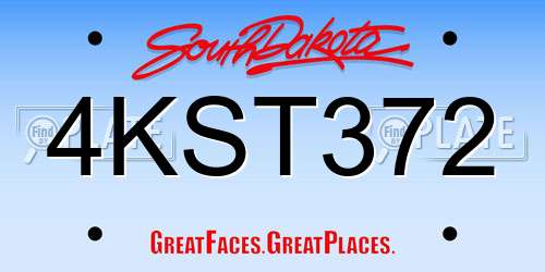 4KST372 South Dakota License Plate