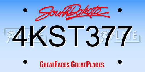 4KST377 South Dakota License Plate