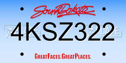 4KSZ322 South Dakota License Plate