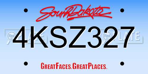 4KSZ327 South Dakota License Plate