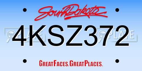 4KSZ372 South Dakota License Plate