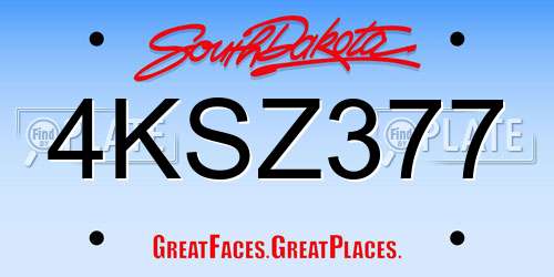 4KSZ377 South Dakota License Plate