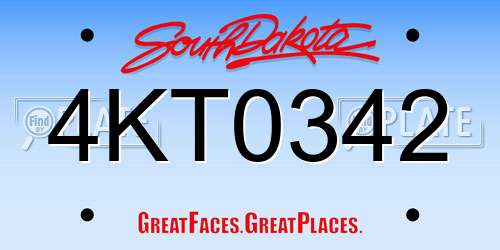 4KT0342 South Dakota License Plate