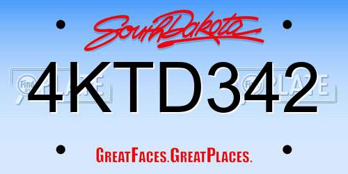 4KTD342 South Dakota License Plate