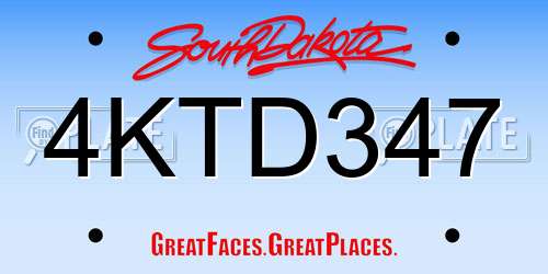 4KTD347 South Dakota License Plate