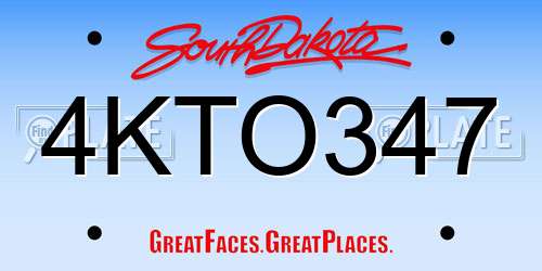 4KTO347 South Dakota License Plate