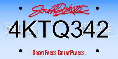 4KTQ342 South Dakota License Plate