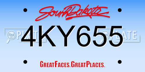 4KY655 South Dakota License Plate