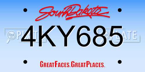 4KY685 South Dakota License Plate