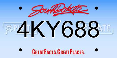 4KY688 South Dakota License Plate