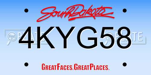 4KYG58 South Dakota License Plate