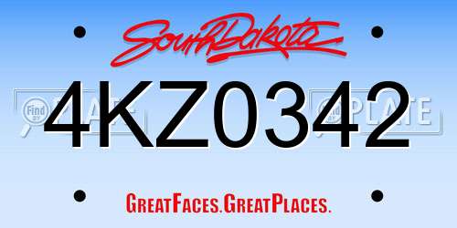 4KZ0342 South Dakota License Plate
