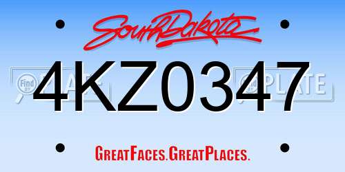 4KZ0347 South Dakota License Plate