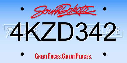 4KZD342 South Dakota License Plate