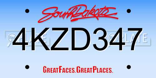 4KZD347 South Dakota License Plate